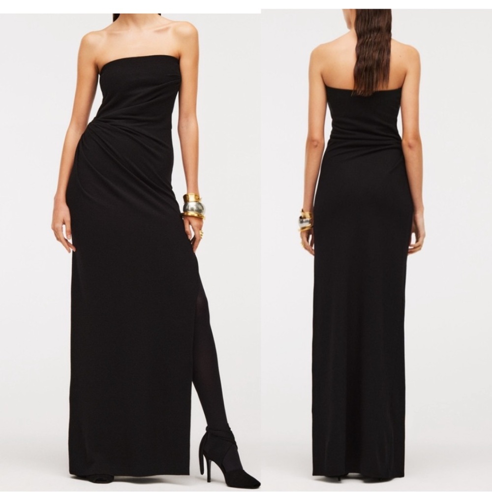 NWT ZARA Studio Black Wool Draped Dress XL - Picture 2 of 16